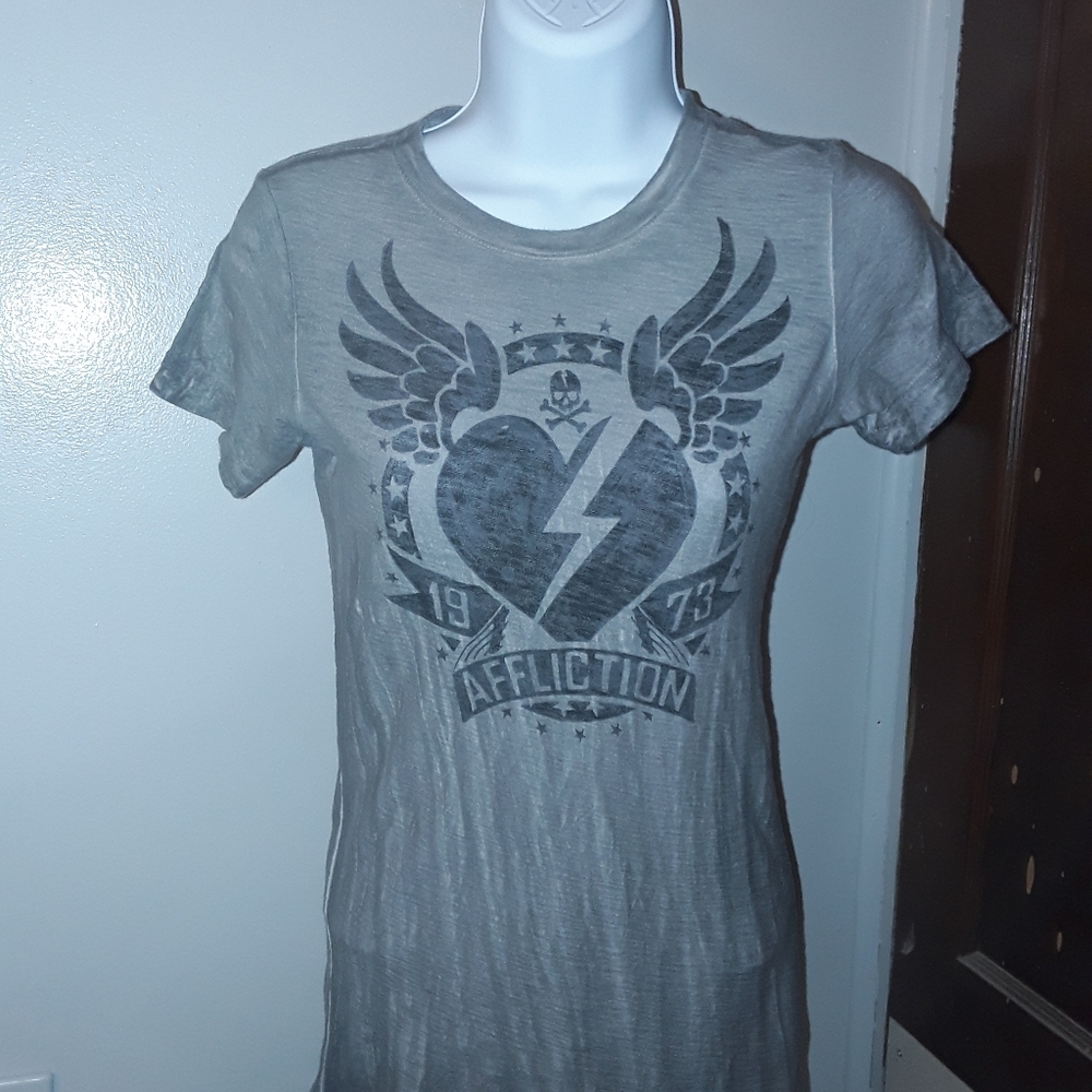Affliction -Live Fast -Sz Small- T- Shirt-Gray